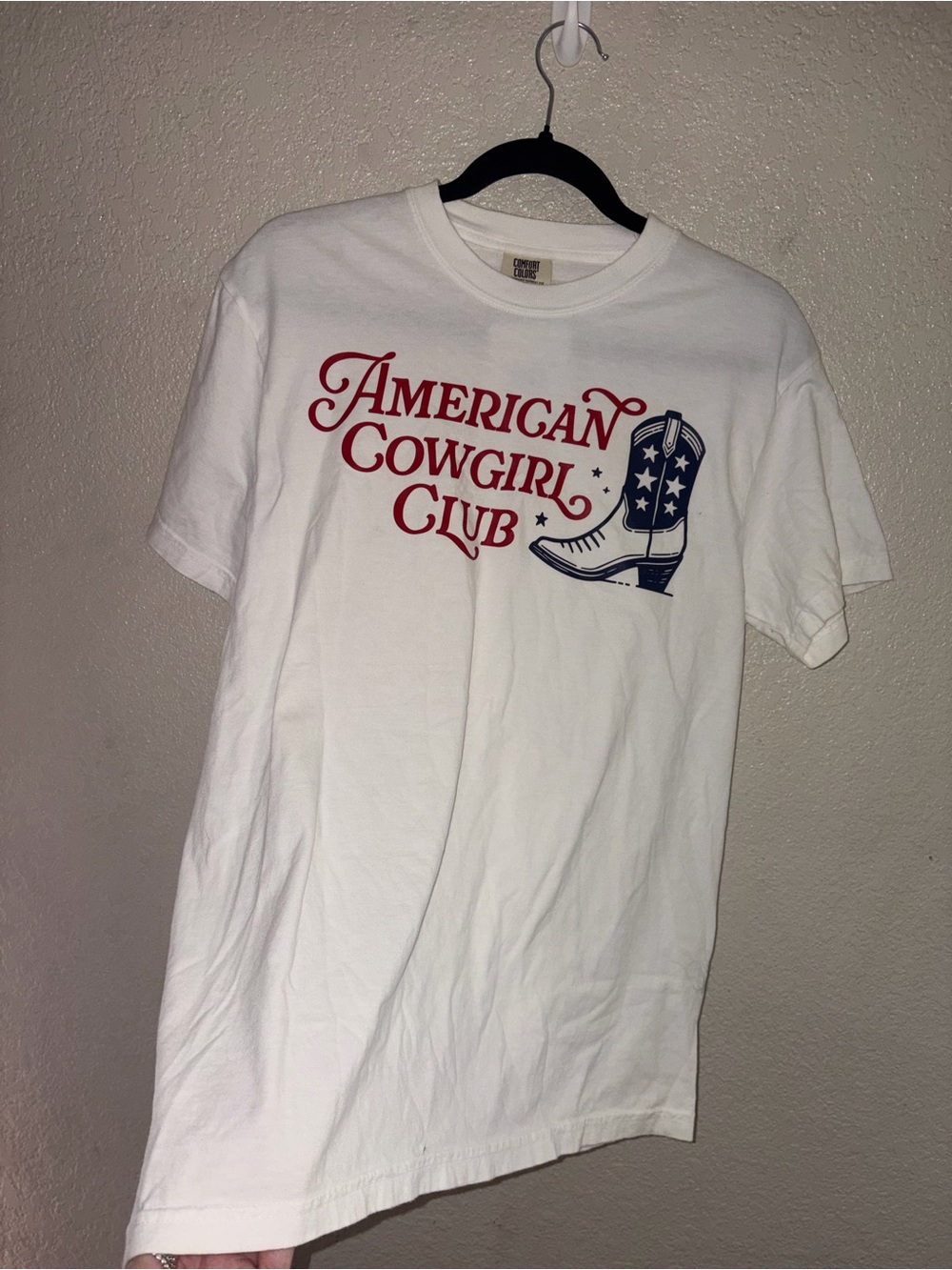 🤠NWT Comfort Colors "American🇺🇲Cowgirl🤠Club Graphic T-Shirt" 💯% Cotton🤍Medium - Picture 11 of 12